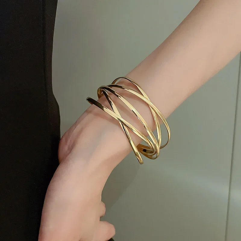 Alloy Round Chain Charms Cuff Bracelet Women Female Gold Silver Color Bracelets Pendant Jewelry Браслеты На Руку Женские Pulsera