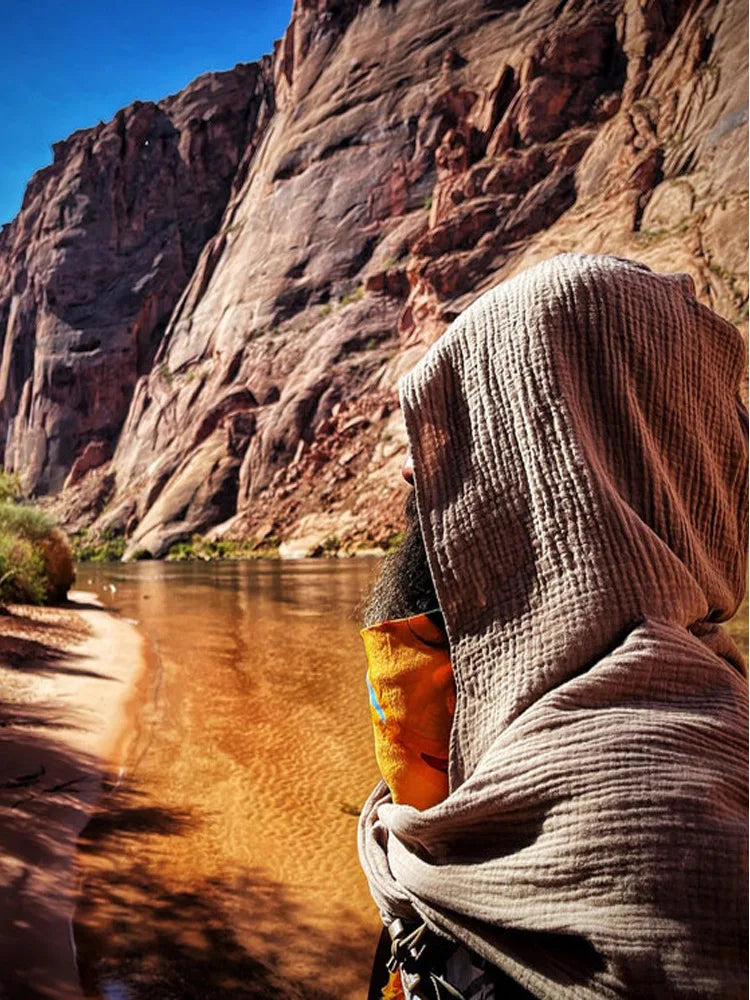 New European and American Men's Scarf with Hat Retro Cotton and Linen Scarf Autumn and Winter Warm Outdoor Sand Dune Shawl