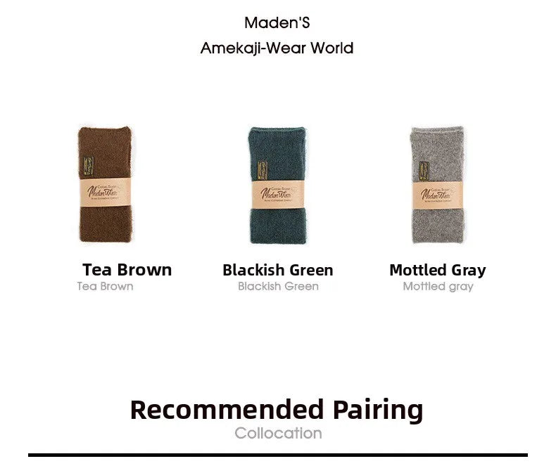 Maden Workwear Japanese Sle Retro Knitted Scarf Windproof Warm Woolen Men's Women's  Color Ne Warmer Autumn Winter