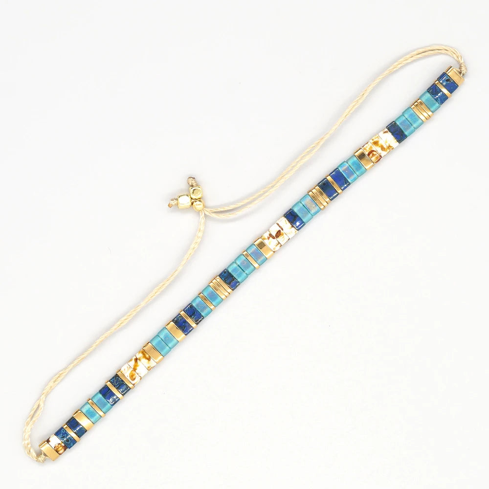 Beaded Bracelet Boho Style Handmade Woven Adjustable Thread for Women Yoga Jewelry Ladies Accessories Birthday Gifts Party New