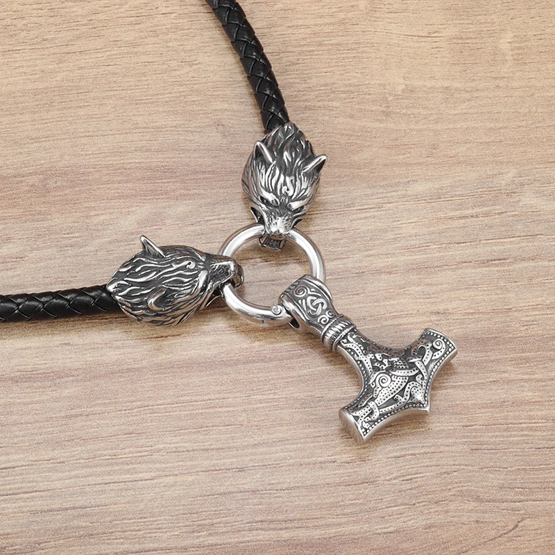 Vintage Norse Mythology Pendant Necklace for Men Hip Hop Necklace Motorcycle Rock Party Decoration