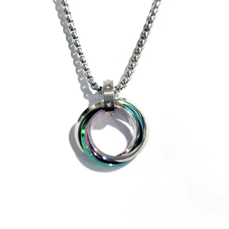 Men's Hip-hop Three-ring Necklace - Stainless Steel, Simple Refined with Minor Personality | Trendy Pendant Jewelry Gift