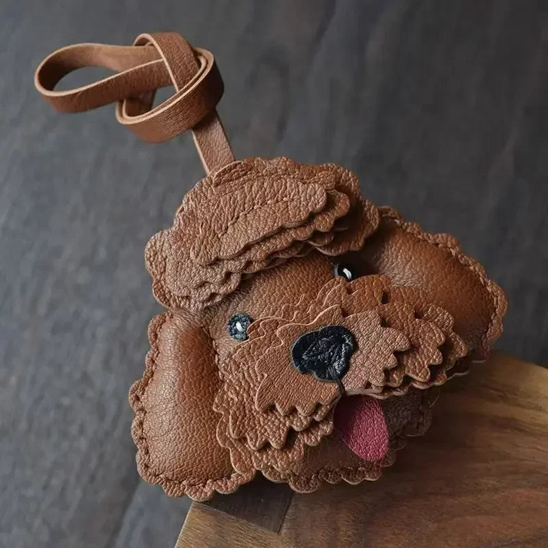 Luxury Design Genuine Leather Handmade Pendant Bag Accessories Cute Car Hangings Keychain Bag Charms Cute Animal Bag Decorations