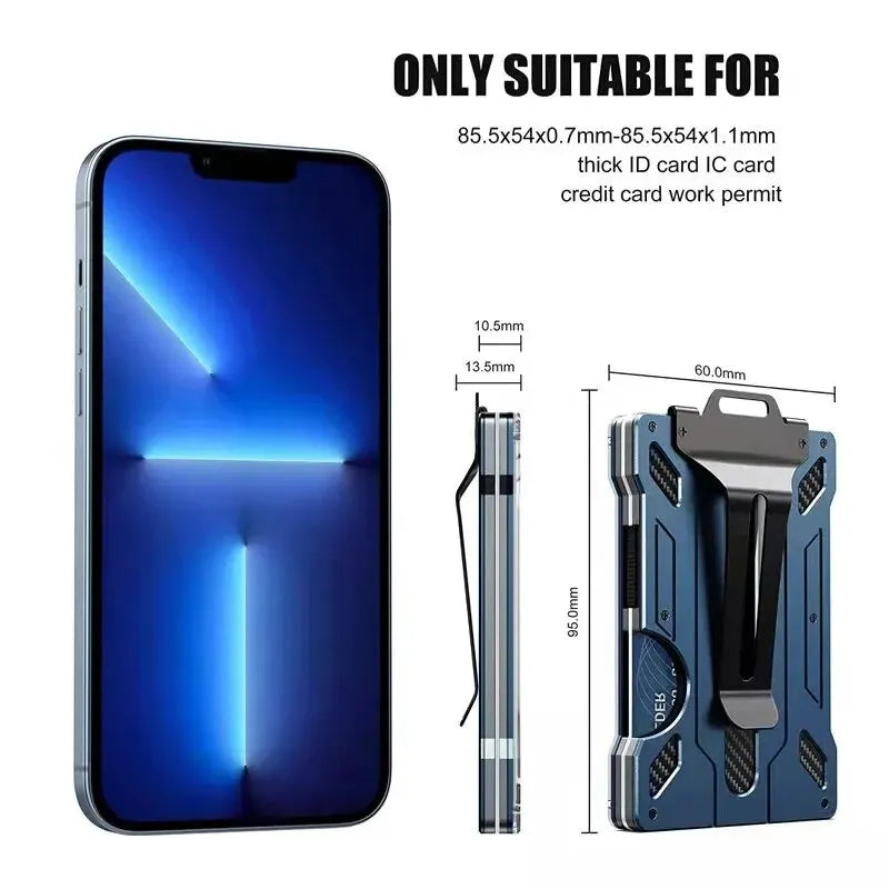 Minimalist Slim Wallet for Men,Metal Wallets with Money Clip, Clear ID Window badge Card Holder,RFID Blocking (Carbon Fiber)