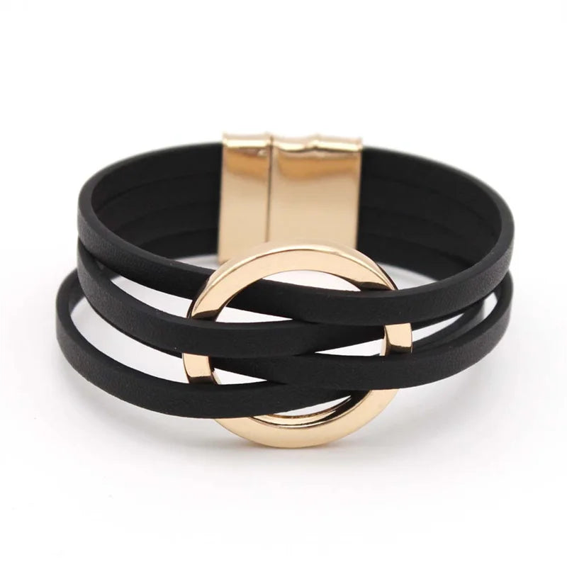 Leather Bracelets For Women 2026 Fashion Bracelets & Bangles Elegant Multilayer Wide Wrap Bracelet Female Jewelry Gift