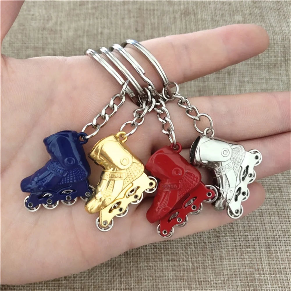New Exquisite Simulation Skates keychain Charms Stainless Steel Key Ring Bag Ornaments Skating Lovers Souvenirs Accessories