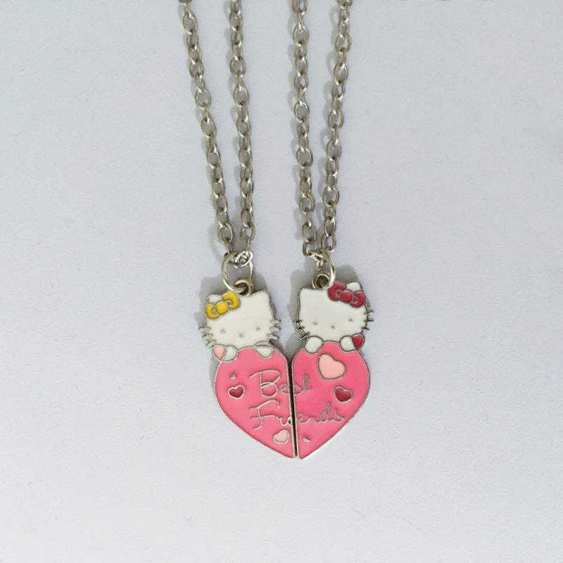 Sanrio Hello Kitty Cute Cartoon Student Kawaii Sweet Creative Fashion Versatile Accessories Couple Best Friend Color Necklace