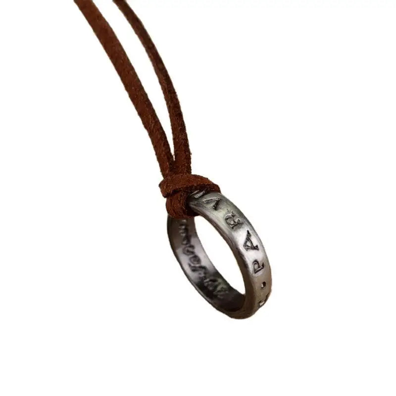 Movie Game Uncharted 4 Necklace Nathan Drake Cosplay Ring Leather Code Ancient Vintage Pendant Jewelry Prop