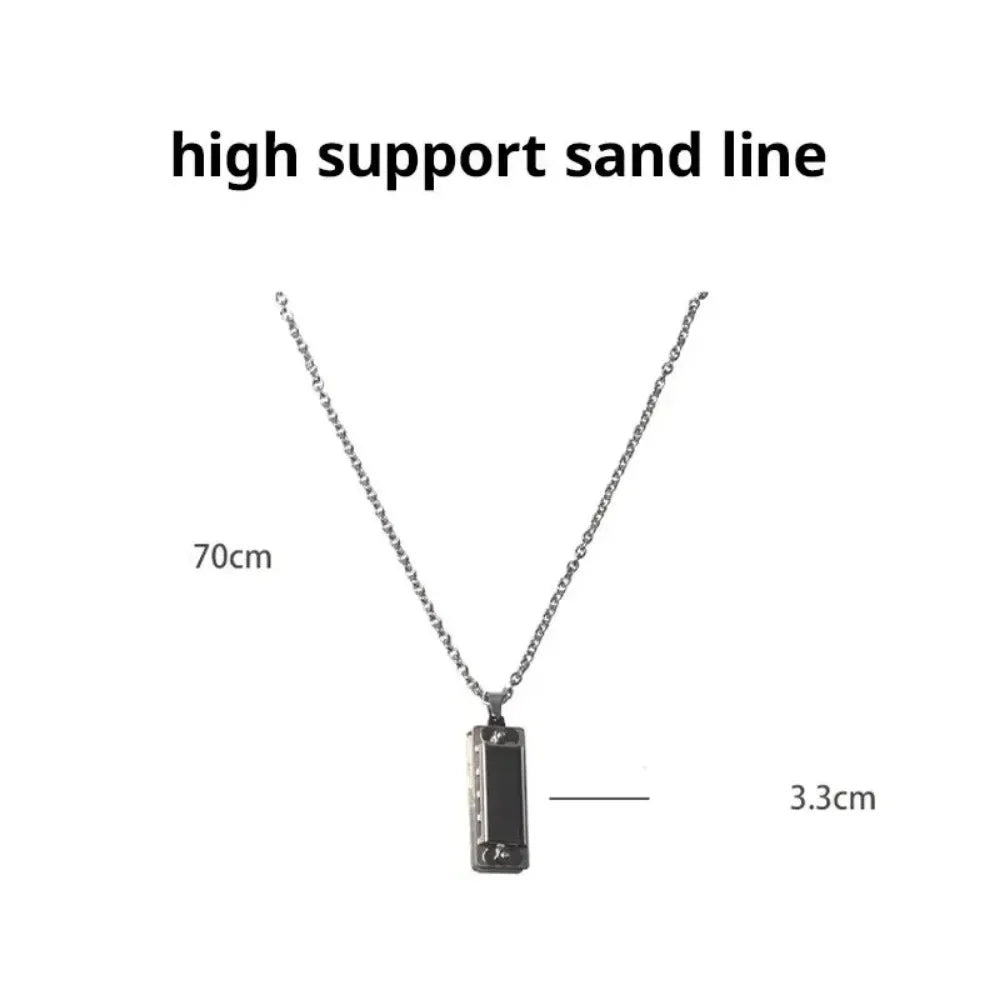 Mini Harmonica Necklace Men and Women Niche Design Sense Pendant Musical Can Blow The Sound Senior Creative Little Instruments