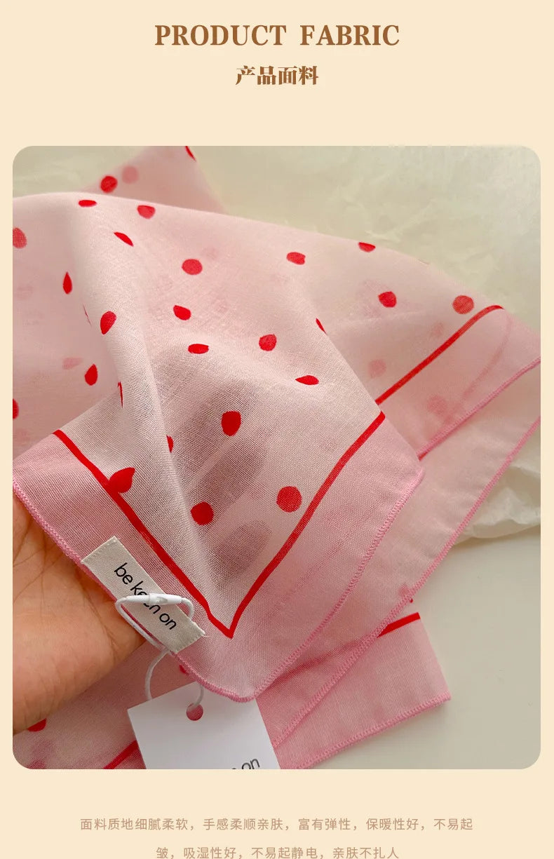 Women's Silk Scarf Fresh Breathable Soft Artistic Decorative Small Silk Scarf Retro Versatile Floral Cotton Linen Square Scarf