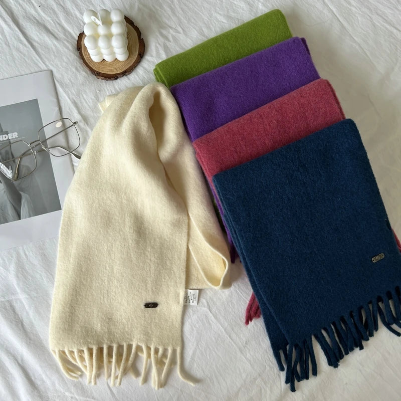 Women New Scarf Autumn Winter Pure Color Scarve Femme Knitted Fashion Shawl Unisex For Women