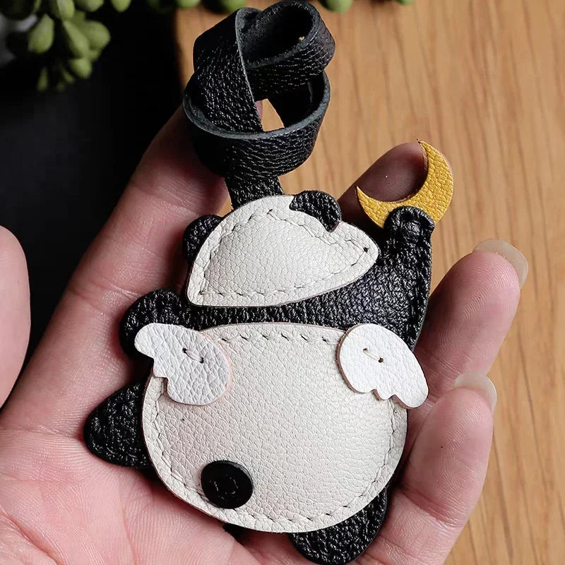 Luxury Design Genuine Leather Handmade Pendant Bag Accessories Cute Car Hangings Keychain Bag Charms Cute Animal Bag Decorations