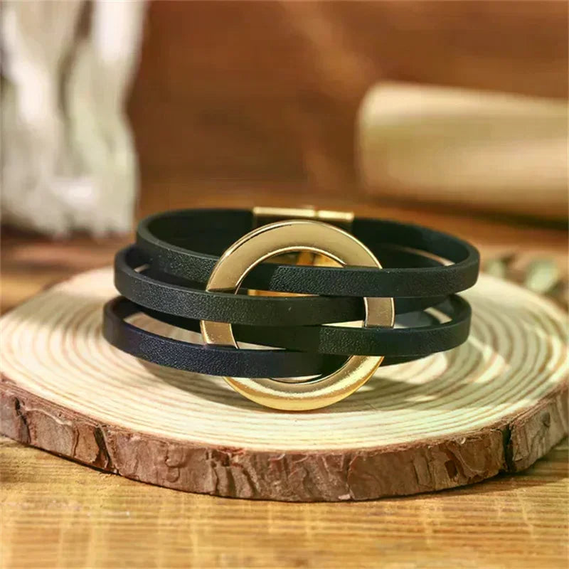 Leather Bracelets For Women 2026 Fashion Bracelets & Bangles Elegant Multilayer Wide Wrap Bracelet Female Jewelry Gift