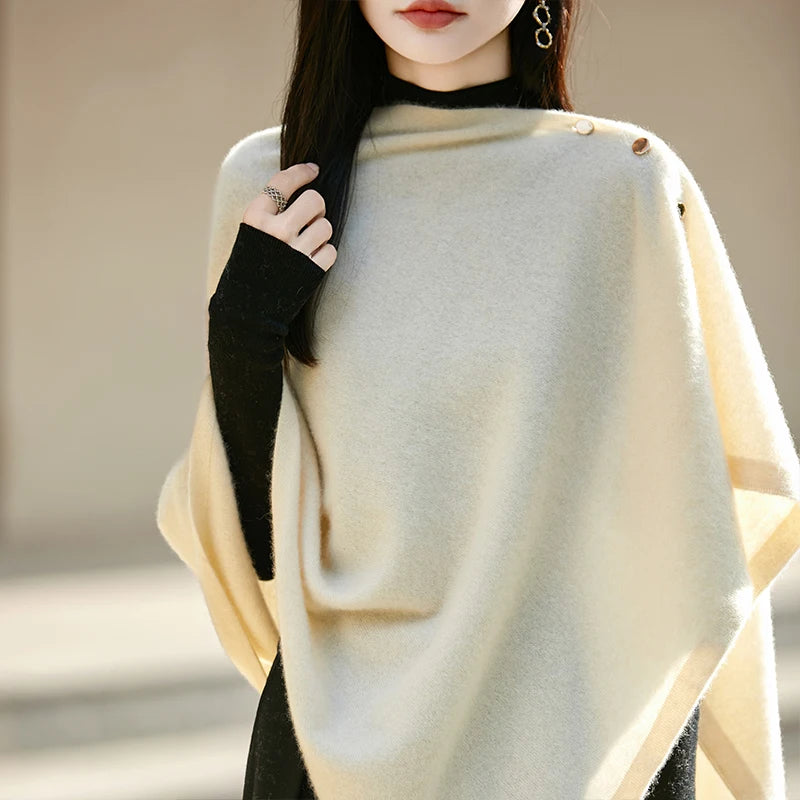 WinvyNee Winter Women's Long Solid Shawl Wraps 100% Wool Scarf Women Luxury Buttons Warm Thick Soft Scarves for ladies G1673004