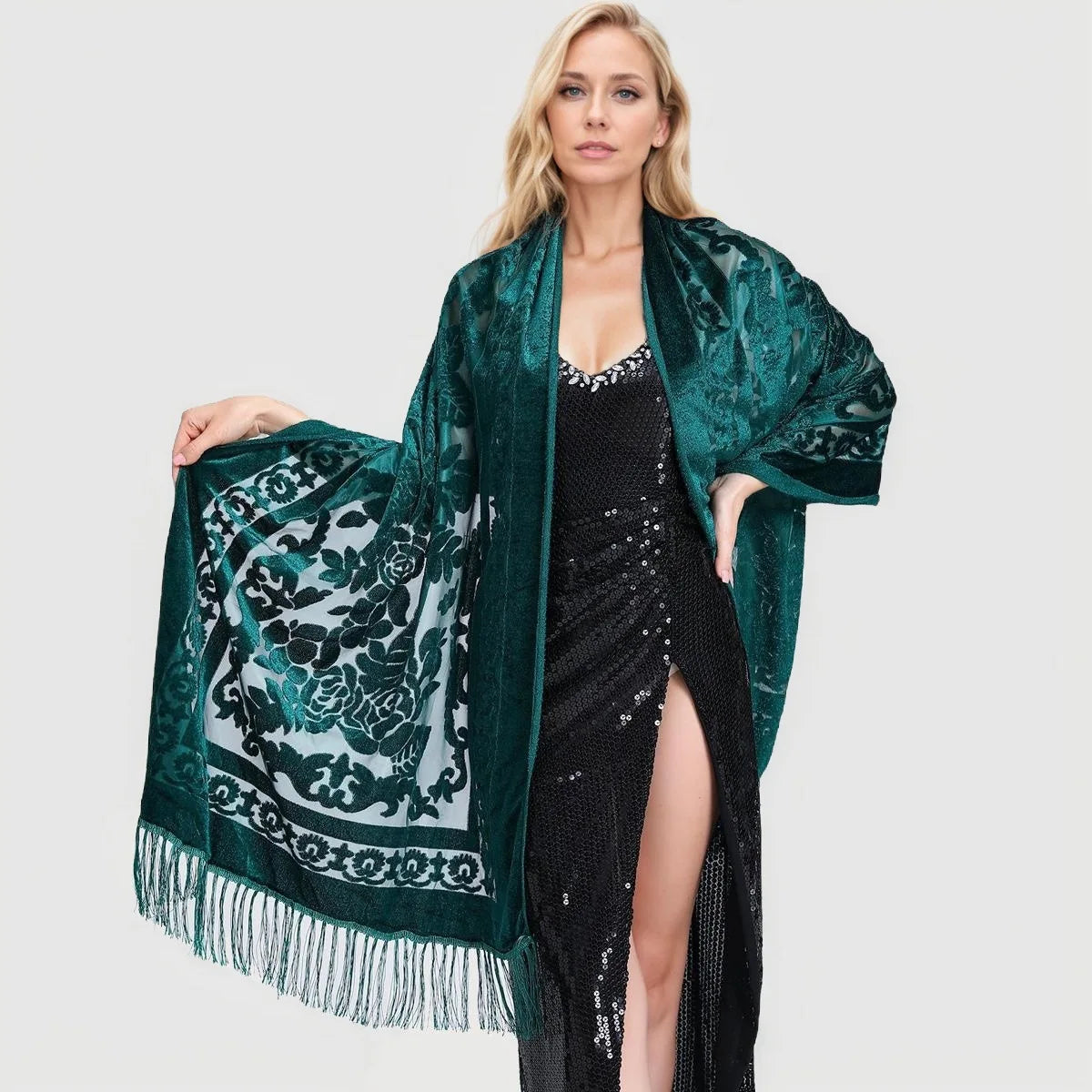 Women Velvet Scarf Shawl Female Long Jacquard Scarves Noble Shawl Autumn Spring Poncho Wrap Luxury Pashmina Tassel Cloak Bufanda