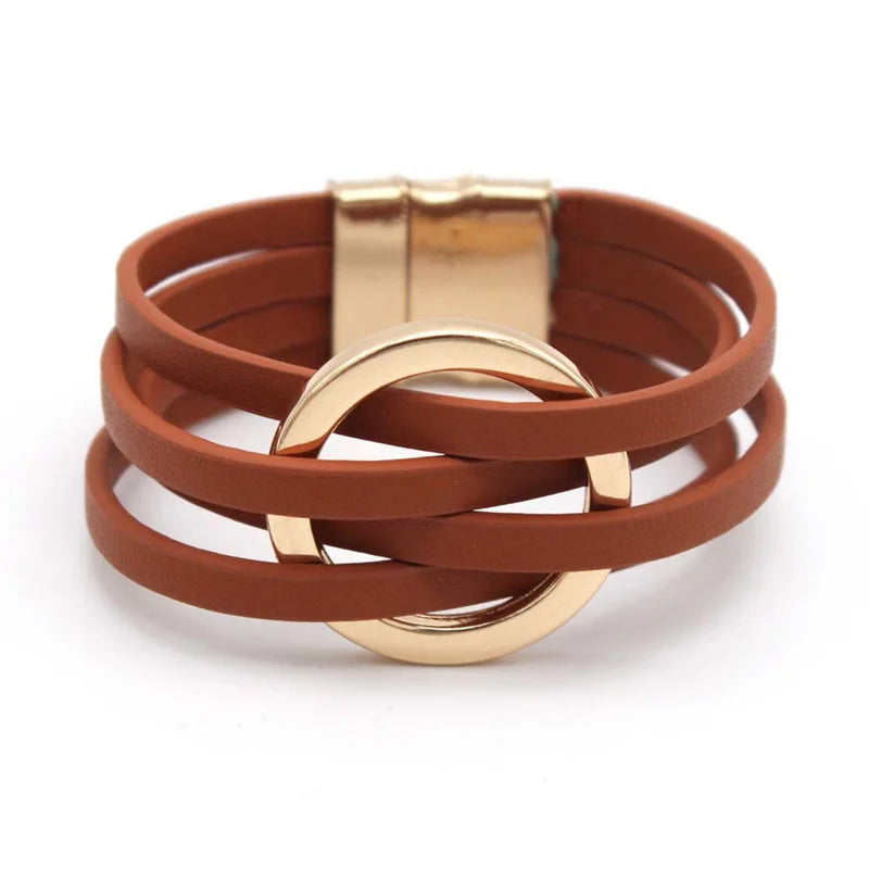 Leather Bracelets For Women 2026 Fashion Bracelets & Bangles Elegant Multilayer Wide Wrap Bracelet Female Jewelry Gift