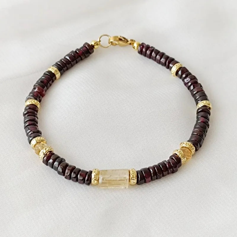 Bracelets suitable for both men and women, ruby and citrine. A gift for him or her. Minimalism