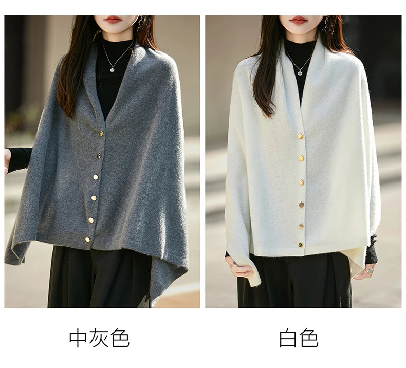 WinvyNee Winter Women's Long Solid Shawl Wraps 100% Wool Scarf Women Luxury Buttons Warm Thick Soft Scarves for ladies G1673004