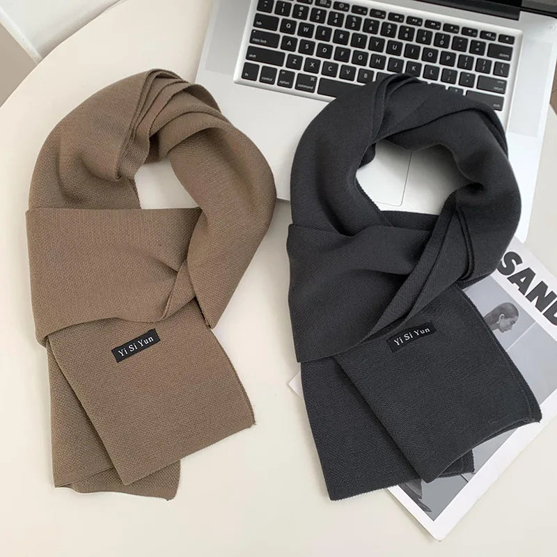 Men's scarf new winter pure black middle-aged and elderly versatile men's scarf youth British style scarf shawl