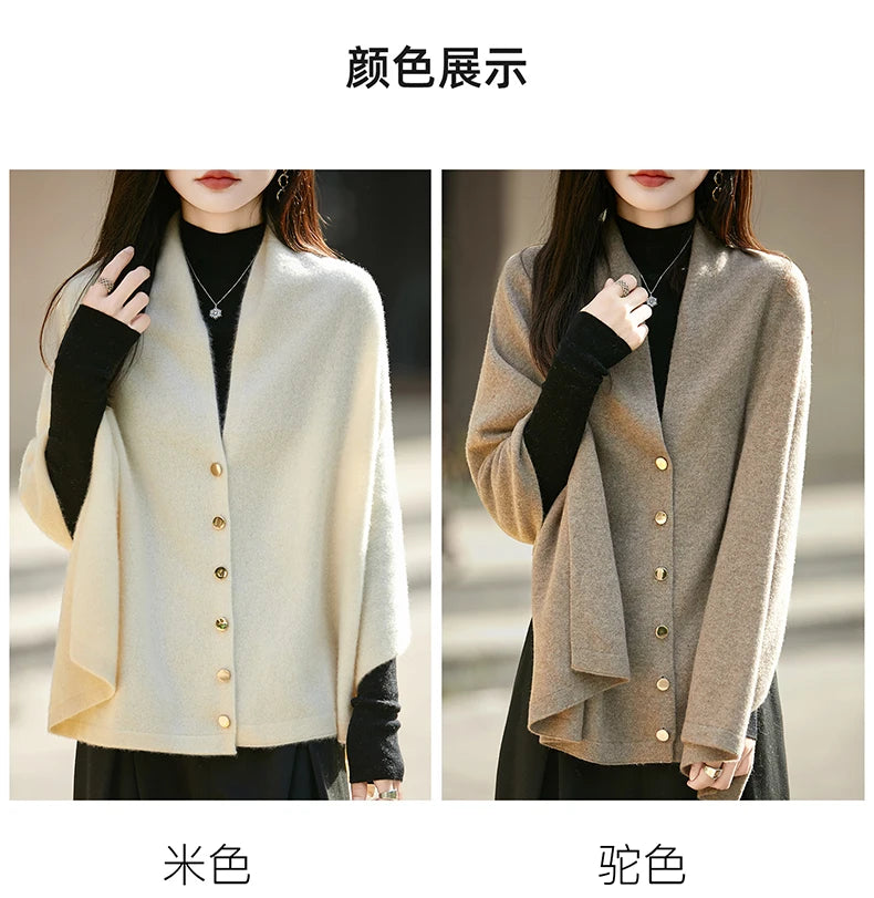 WinvyNee Winter Women's Long Solid Shawl Wraps 100% Wool Scarf Women Luxury Buttons Warm Thick Soft Scarves for ladies G1673004