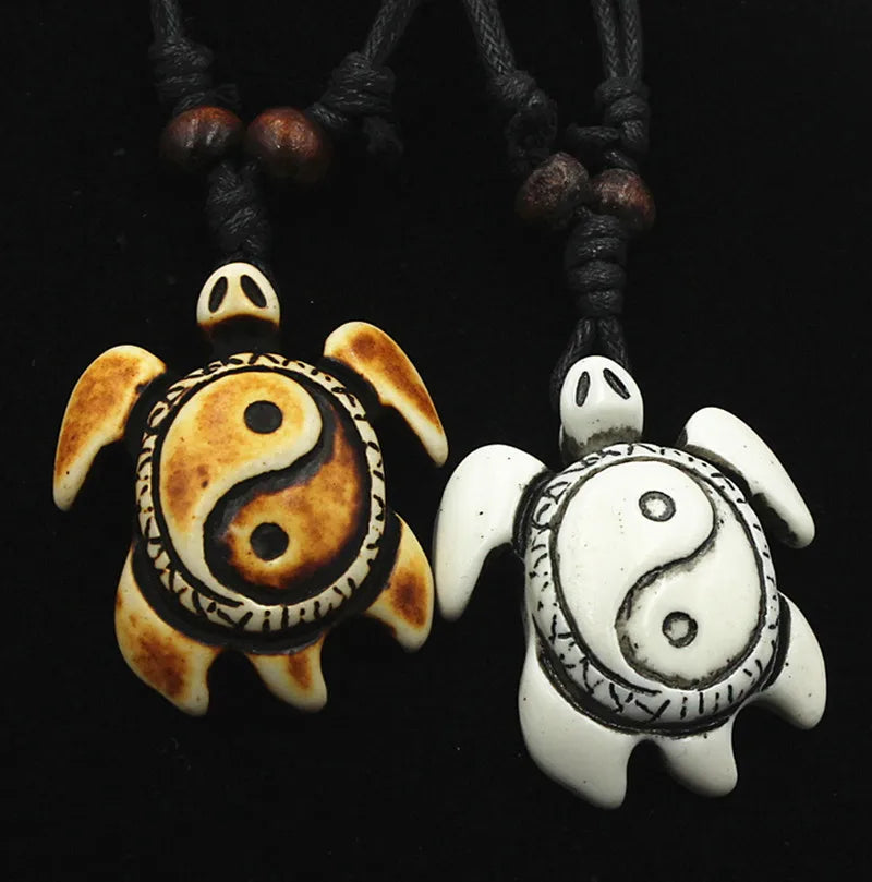 Turtle Necklace for Women Men Yak Bone Tortoise Hawaii Tribal Surfer Necklace Sea Turtles Pendants Necklaces