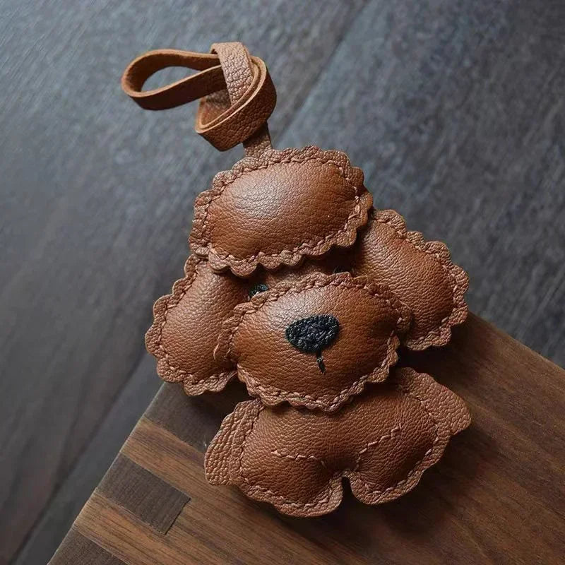 Luxury Design Genuine Leather Handmade Pendant Bag Accessories Cute Car Hangings Keychain Bag Charms Cute Animal Bag Decorations