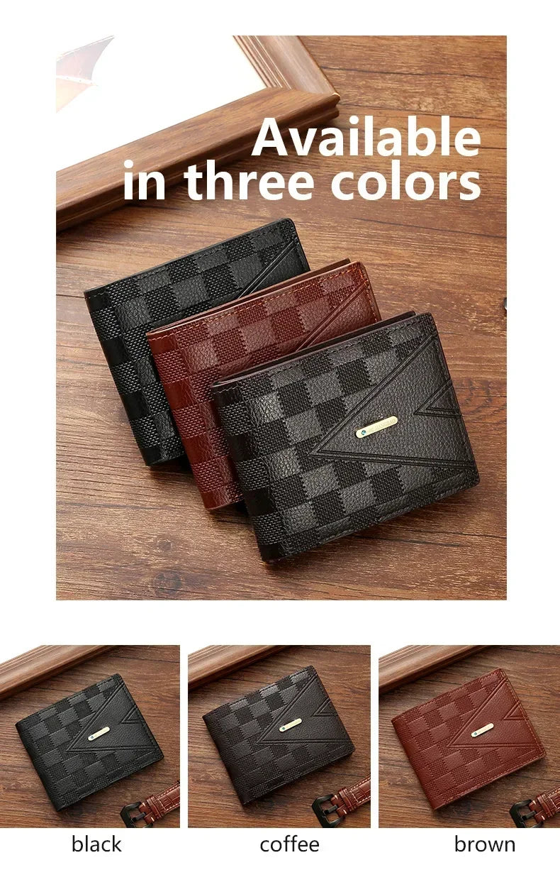 Men's Wallet Casual Short Wallets Youth Fashion Soft PU Leather Business Credit ID Card Holder Billfold Purse Mini Money Bag