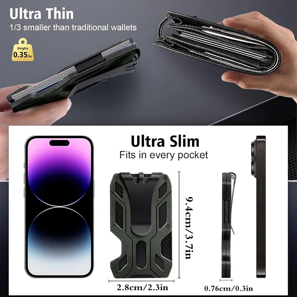 Mens Slim Wallet With Money Clip: Minimalist Anti theft Blocking Credit Card Holder Front Pocket Wallets