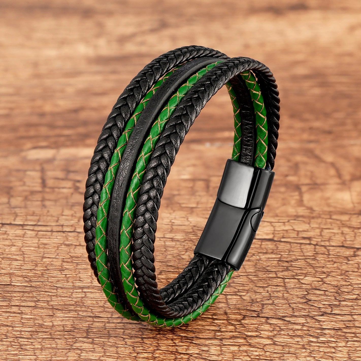 Classic Multilayer Weave Rope Men's Wrap Bracelet Vintage Black Red Genuine Leather Bracelet On Hand Male Wristband Jewelry