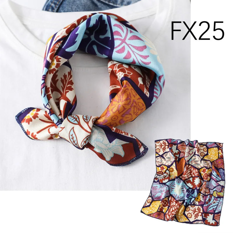 Women scarf  50*50cm Square Skinny Retro Head small size silk hair scarves NeckerChief office lady print shawls foulard