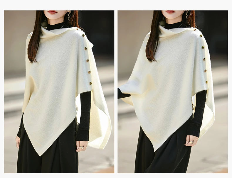 WinvyNee Winter Women's Long Solid Shawl Wraps 100% Wool Scarf Women Luxury Buttons Warm Thick Soft Scarves for ladies G1673004