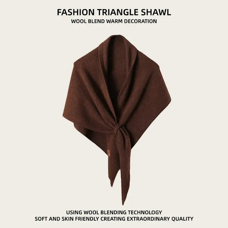 Winter Women Shawl Wraps Cardigan Cape Wool Blend Triangle Shawl Scarf Thickened With Knitted Warm Shoulder