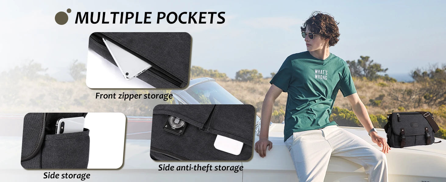 Messenger Bag for Men,Fashion School Bag Large Laptop Bag for Daily Use ,Multi-Functional Shoulder Bags Large Chest Daypack