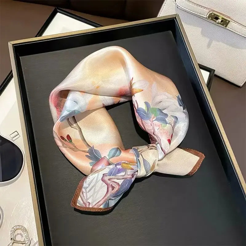100% Real Silk Scarf Women Shawls Wraps Ladies Foulard Scarves New Neck Hair Small Office Pashmina Female Hijab Bandana шарфи