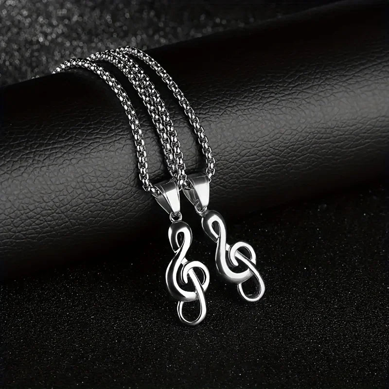 1pc Musical Note Necklace for Men, Simple Creative Pop Music Pendant