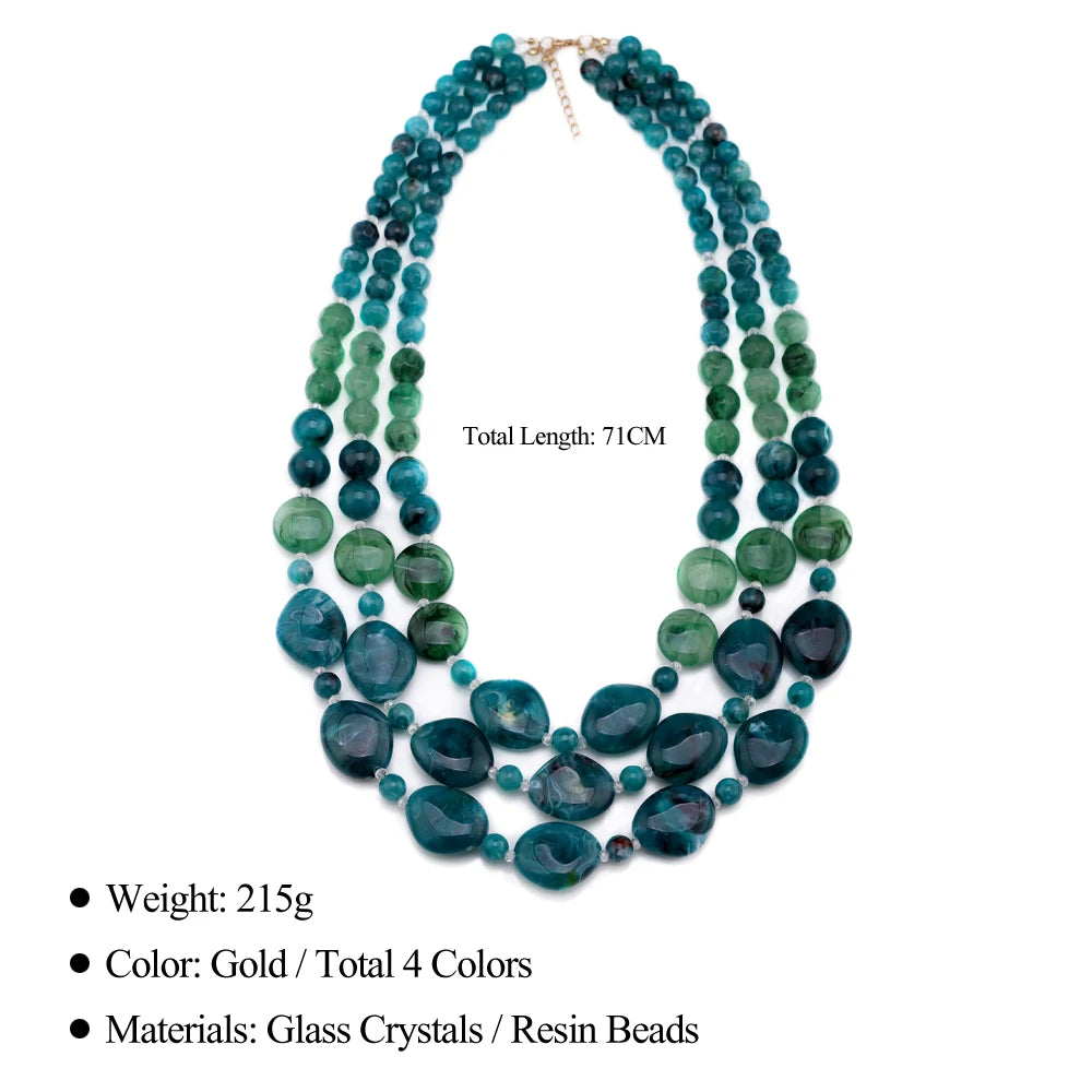 New Handmade Beaded Necklace for Women Multi-layers String Larger Size Bib Statement Necklaces Party Wedding Accessory