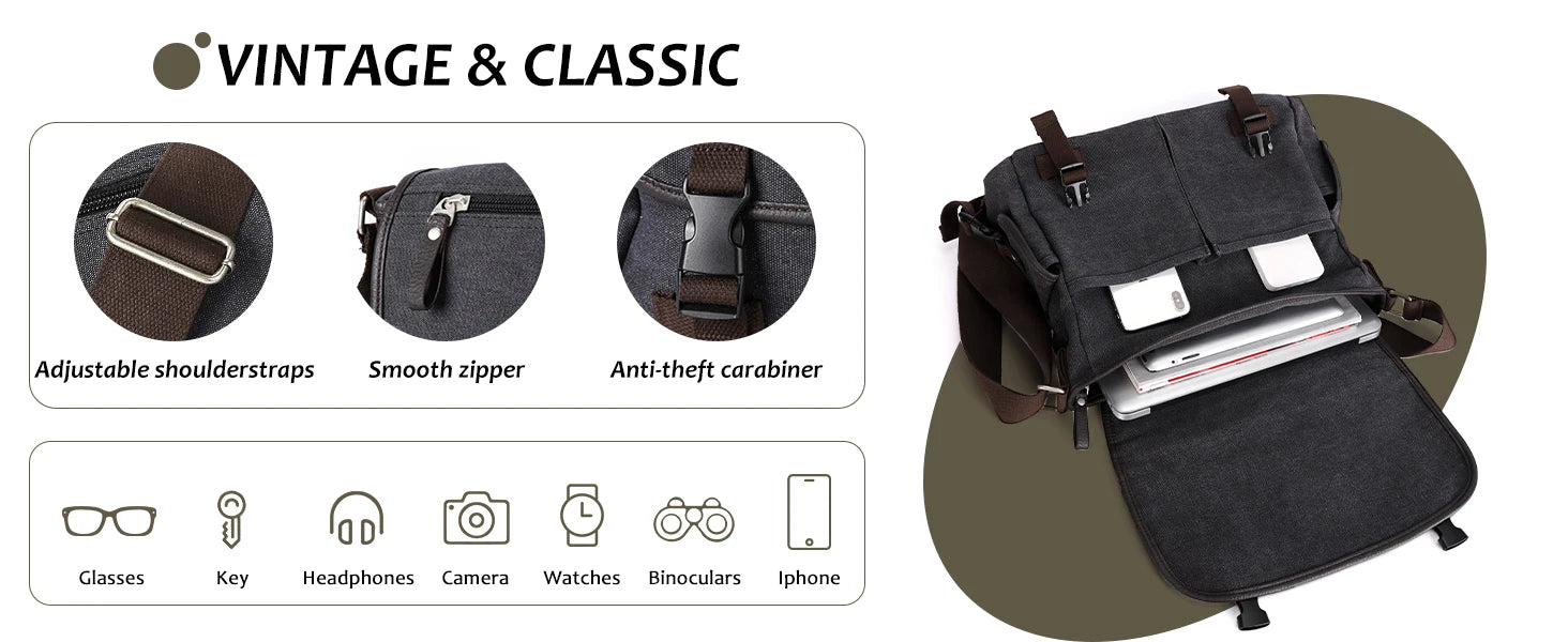 Messenger Bag for Men,Fashion School Bag Large Laptop Bag for Daily Use ,Multi-Functional Shoulder Bags Large Chest Daypack