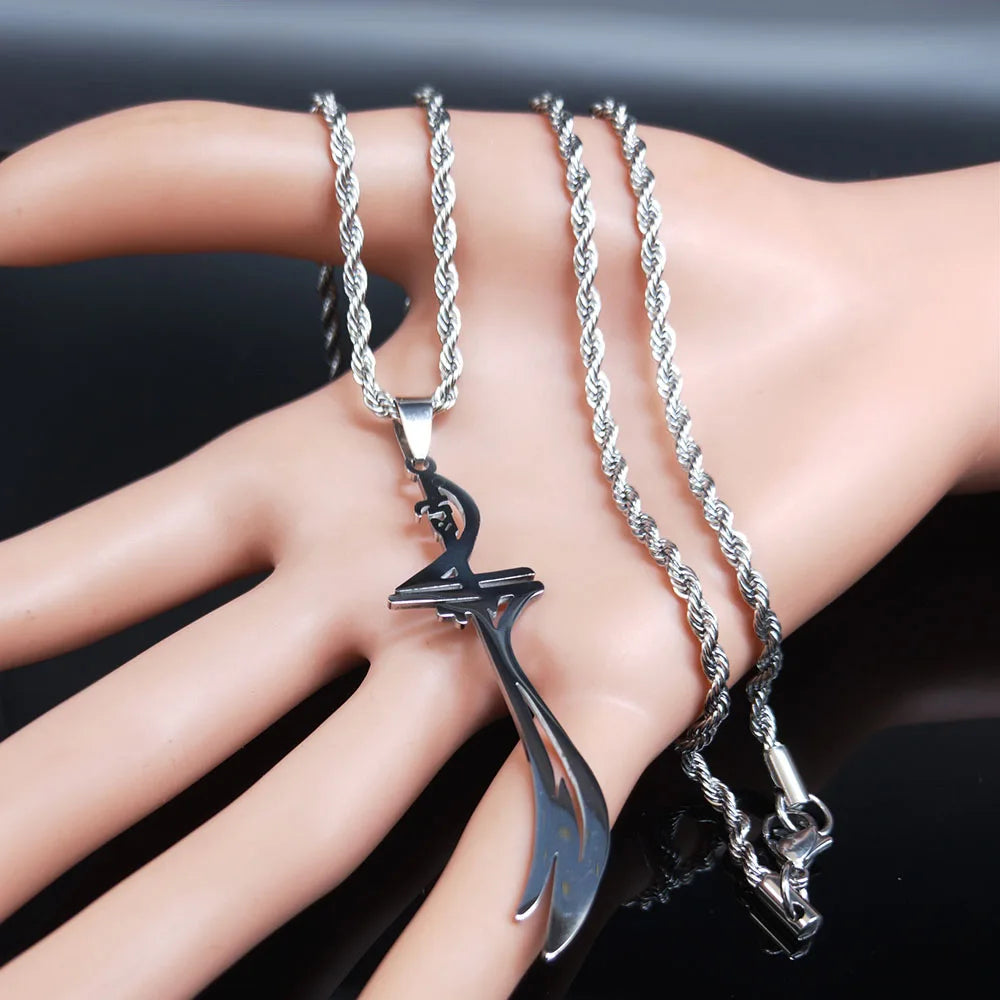 Arabic Sword Saudi Necklaces Stainless Steel Islamic Muslim Zulfiqar Imam Ali Swords for Men Islam Accessories Gift  Jewelry