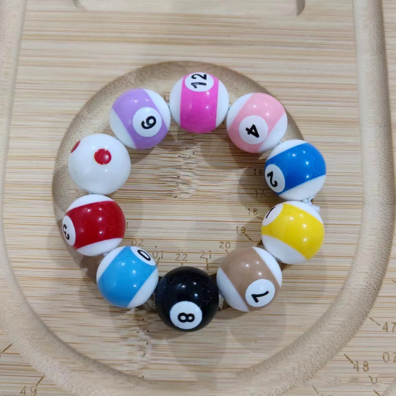 Middle Eight Billiard Bracelets for Women Men Hip Hop Rock Elastic Rope Couple Bracelets Jewellery Women Resin Beads