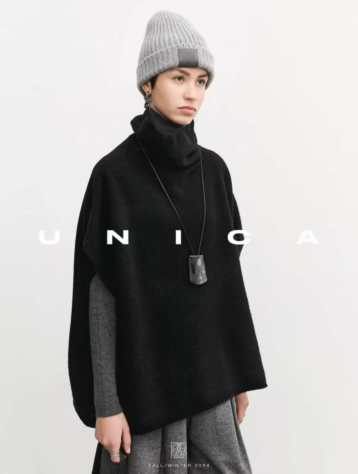 Women's New Shawl Cape High Neck Knitted Scarf 100% Wool Autumn Winter Loose Warm Sweater Versatile Fashion Outerwear Bat Shirts