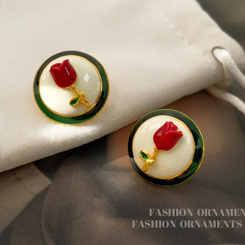 Fashion Jewelry  Elegant Temperament Flower Earrings For Women Girl Fine Accessories Gifts