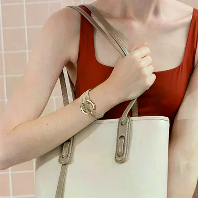 Leather Bracelets For Women 2026 Fashion Bracelets & Bangles Elegant Multilayer Wide Wrap Bracelet Female Jewelry Gift