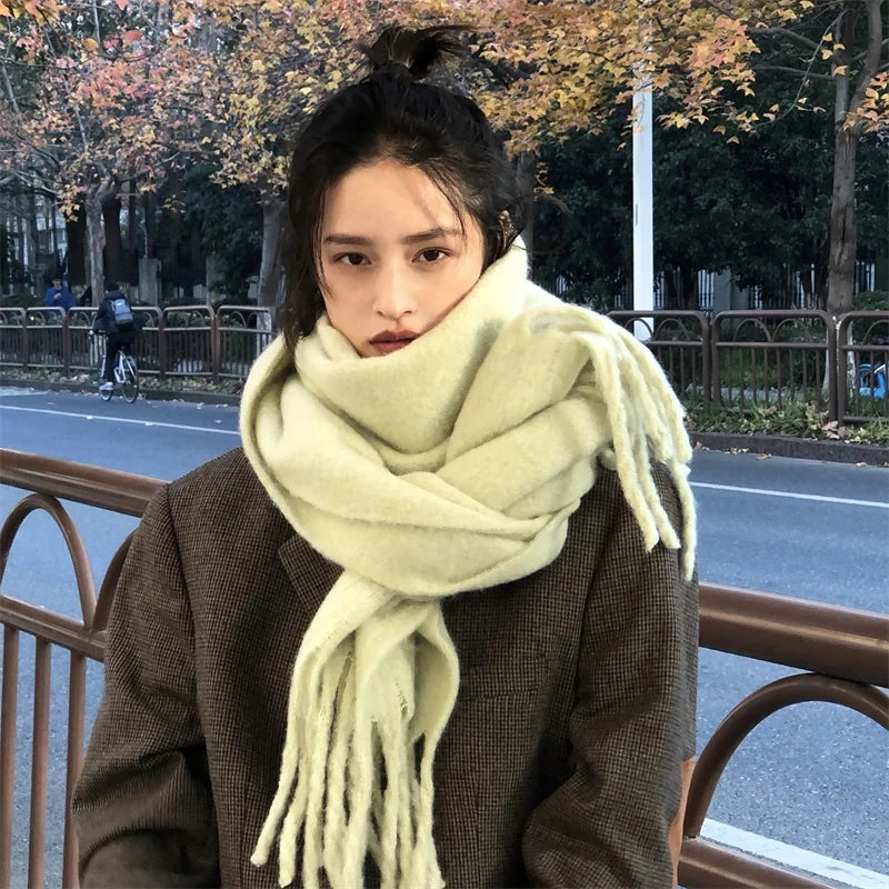 Women Thick Shawl Wraps Scarf Winter Warm Fashion Solid Color Pashmina Scarves Long Tassel Hijab Stoles Bufanda Mujer