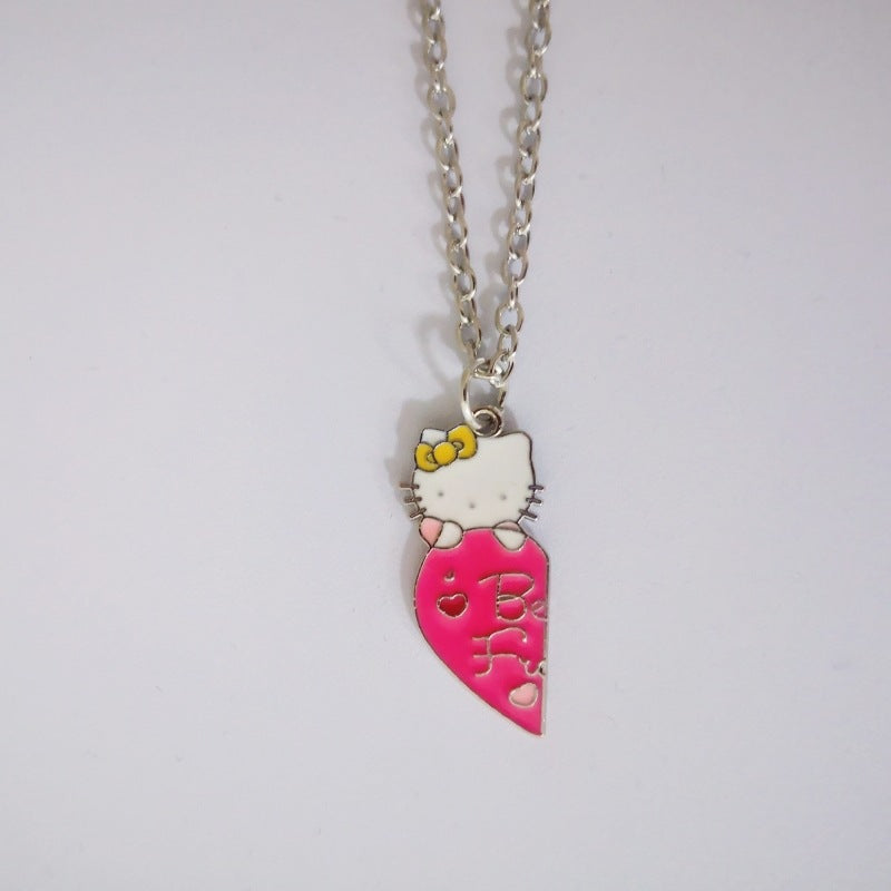 Sanrio Hello Kitty Cute Cartoon Student Kawaii Sweet Creative Fashion Versatile Accessories Couple Best Friend Color Necklace