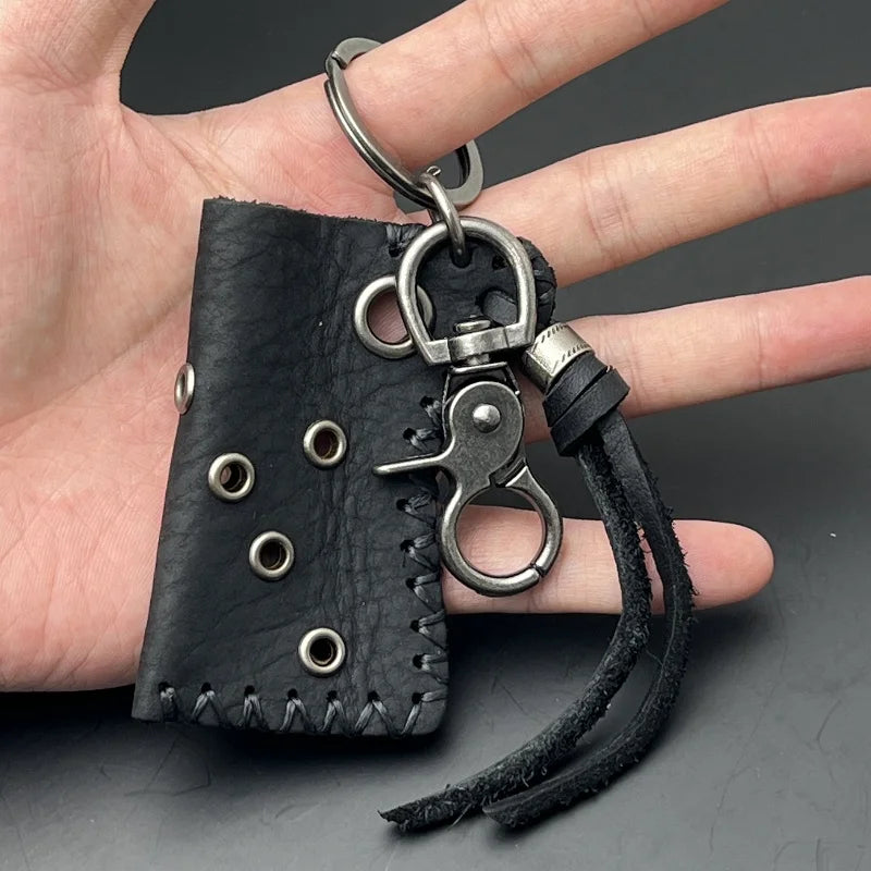 original Fashion Accessories Genuine leather keychain Jeans waist decoration Backpack metal pendant Brass stainless steel