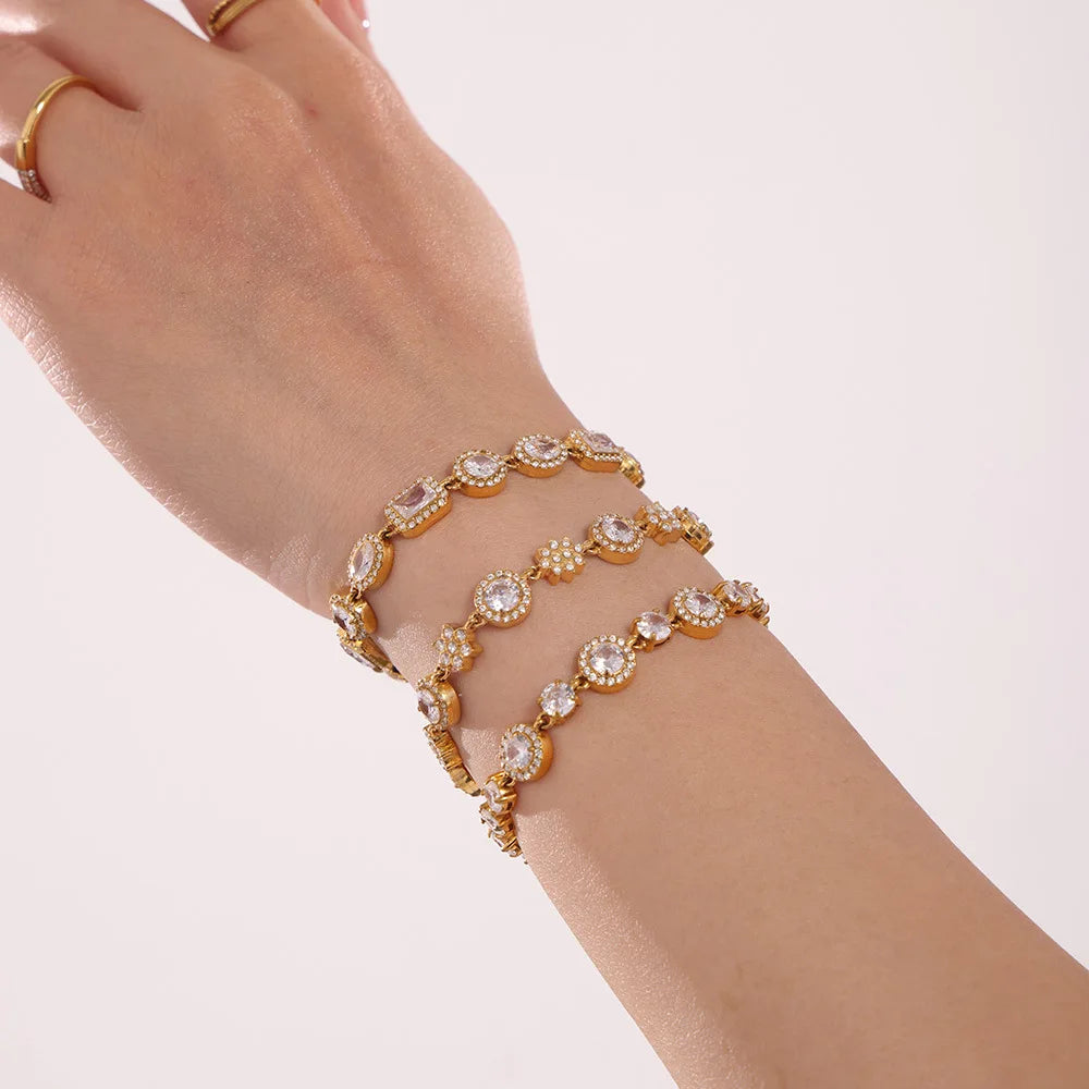 Women's Bracelet with Simple Design Inlaid with Zircon Stainless Steel Fashionable and Versatile Jewelry Accessories