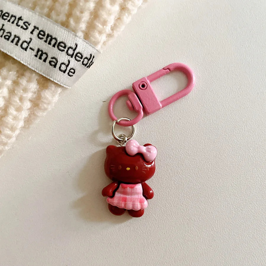 Hot Selling Cute Plaid Skirt Cat Keychain Pendant Cartoon Girl Backpack Hanging Accessories Student Best Friend Gifts