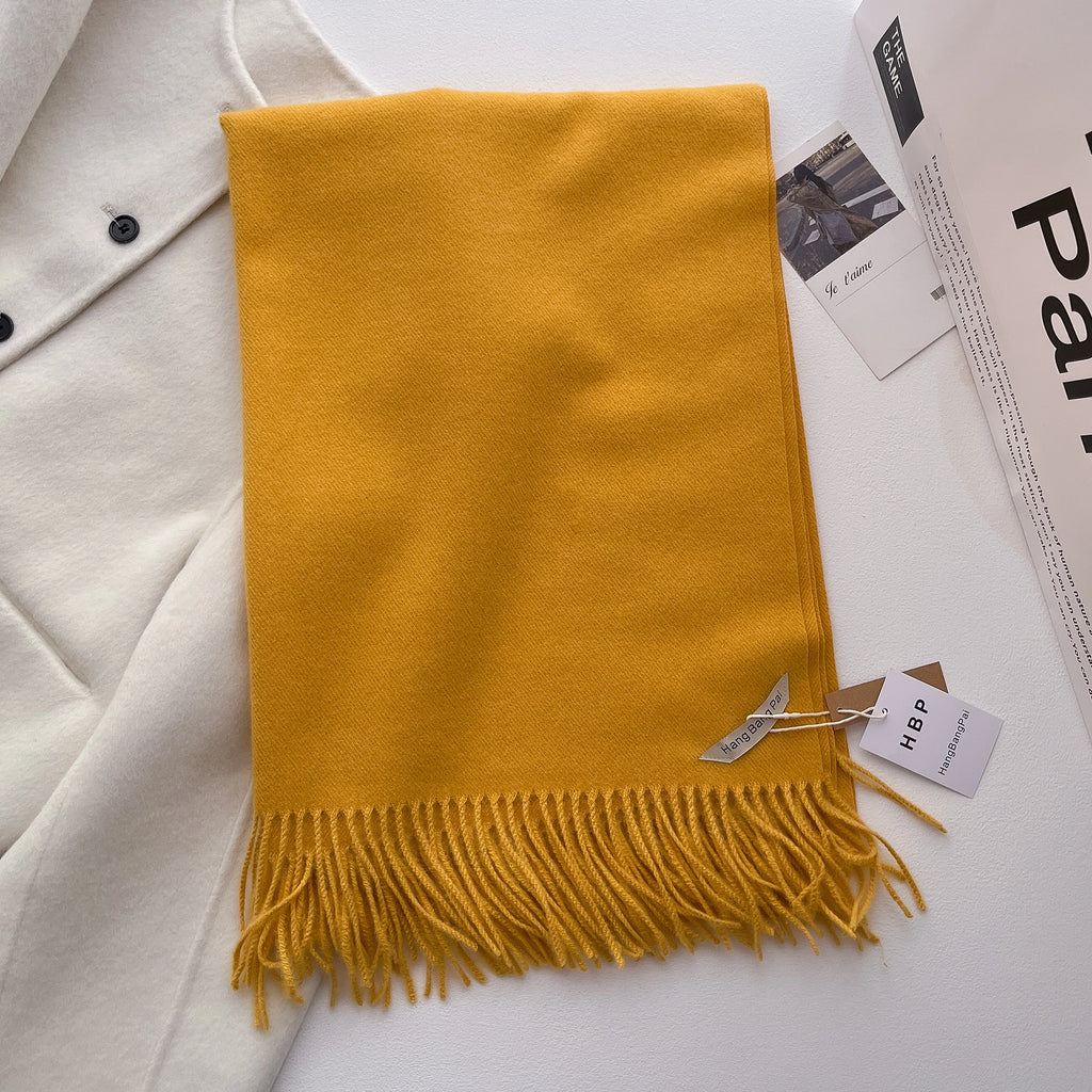 2025 New Winter Wool Scarf For Women Long Warm Cashmere Scarves Hijab Solid Lady Shawl Wrap Female Pashmina Bandana Head Scarfs