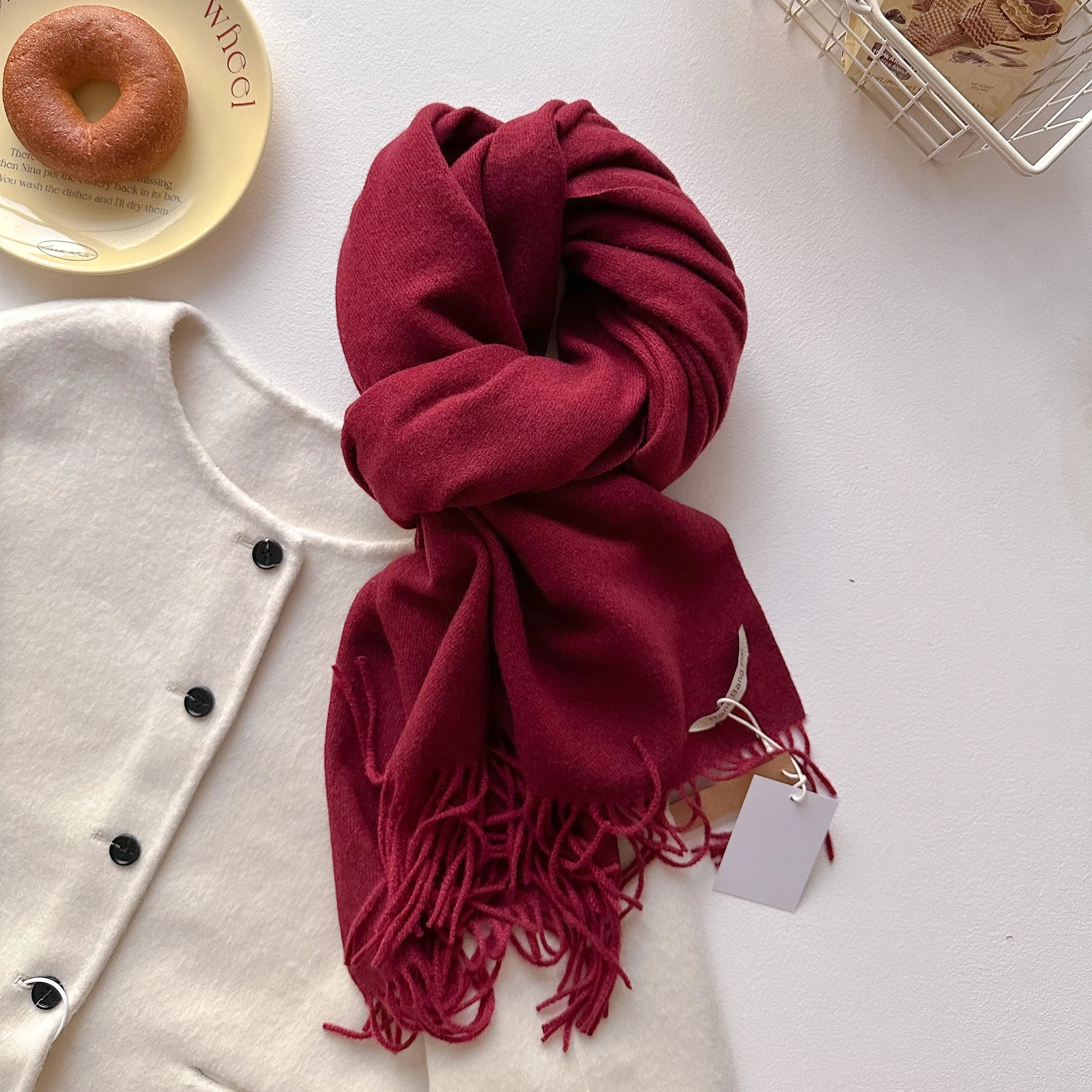 2025 New Winter Wool Scarf For Women Long Warm Cashmere Scarves Hijab Solid Lady Shawl Wrap Female Pashmina Bandana Head Scarfs