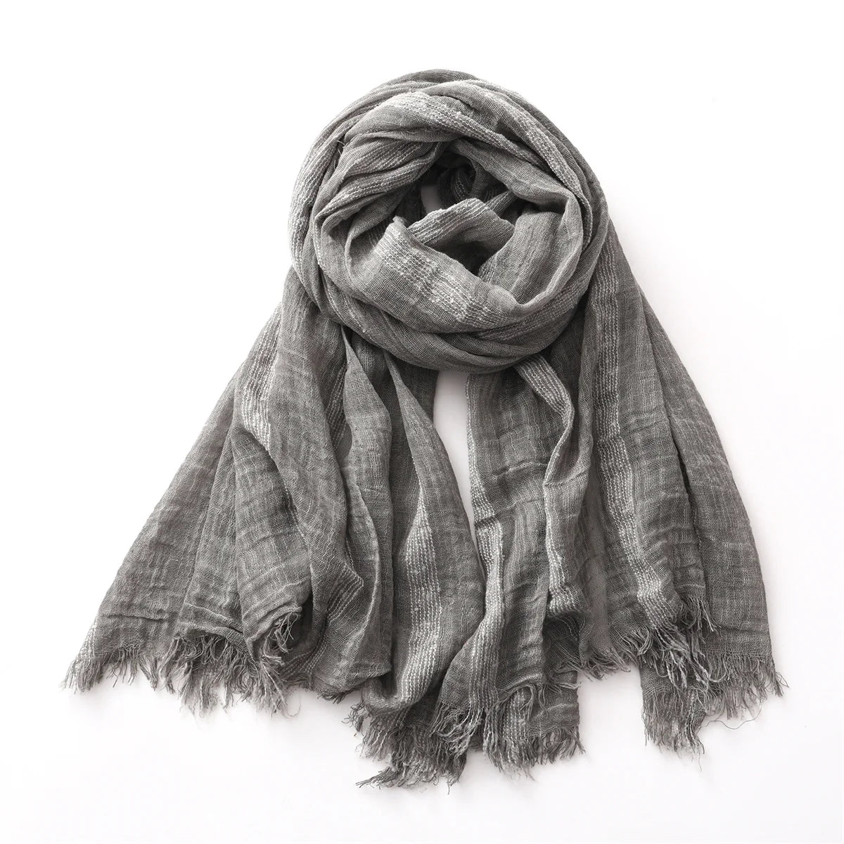 Cotton Linen Striped Scarf for Men Women Soft Warm Neckerchief Short Tassel Scarves Male Accessories Bufandas Shawls